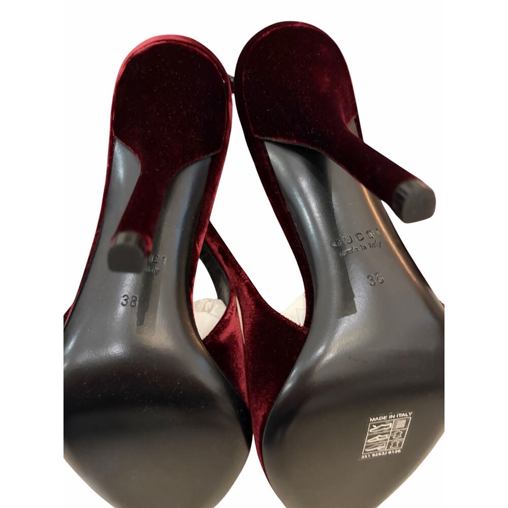 NEW Gucci Signoria Velvet Slingback Pumps Burgundy Heels Size EU 38 US 8 - Picture 15 of 16